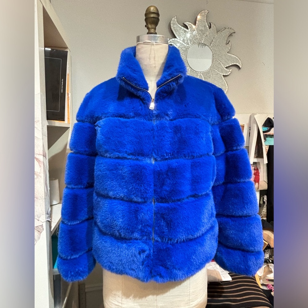 Blue Faux Fur Jacket